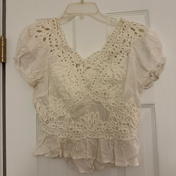 Free People Cream Lace Blouse - Picture 1 of 4